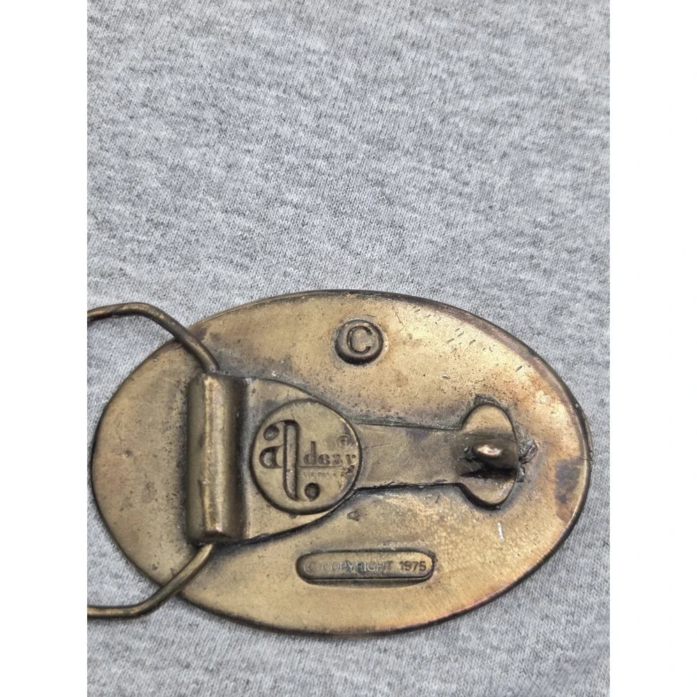 Vintage 1975 A Dezy Colorado Deer Buck Solid Brass Belt Buckle Hunting Western